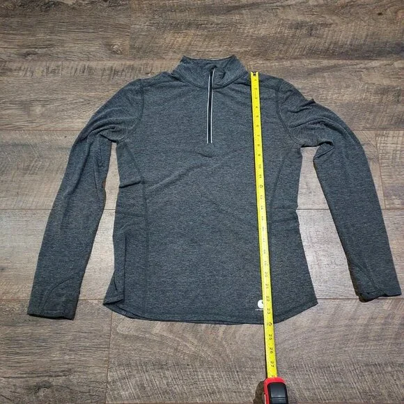 Carhartt Shirt Womens Small Long Sleeve Work 1/4 Zip Gray Fitted Thumb Holds - Picture 3 of 12